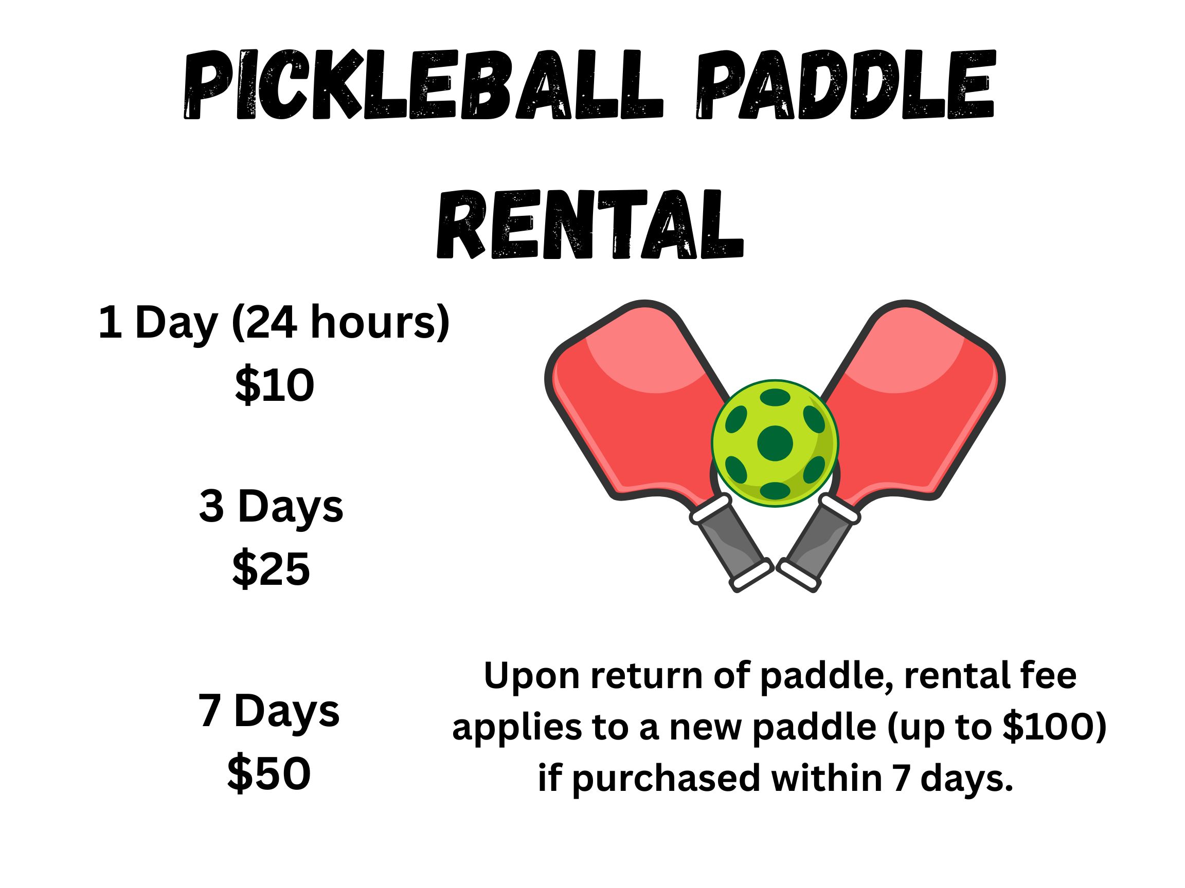 Pickleball Paddle Rental